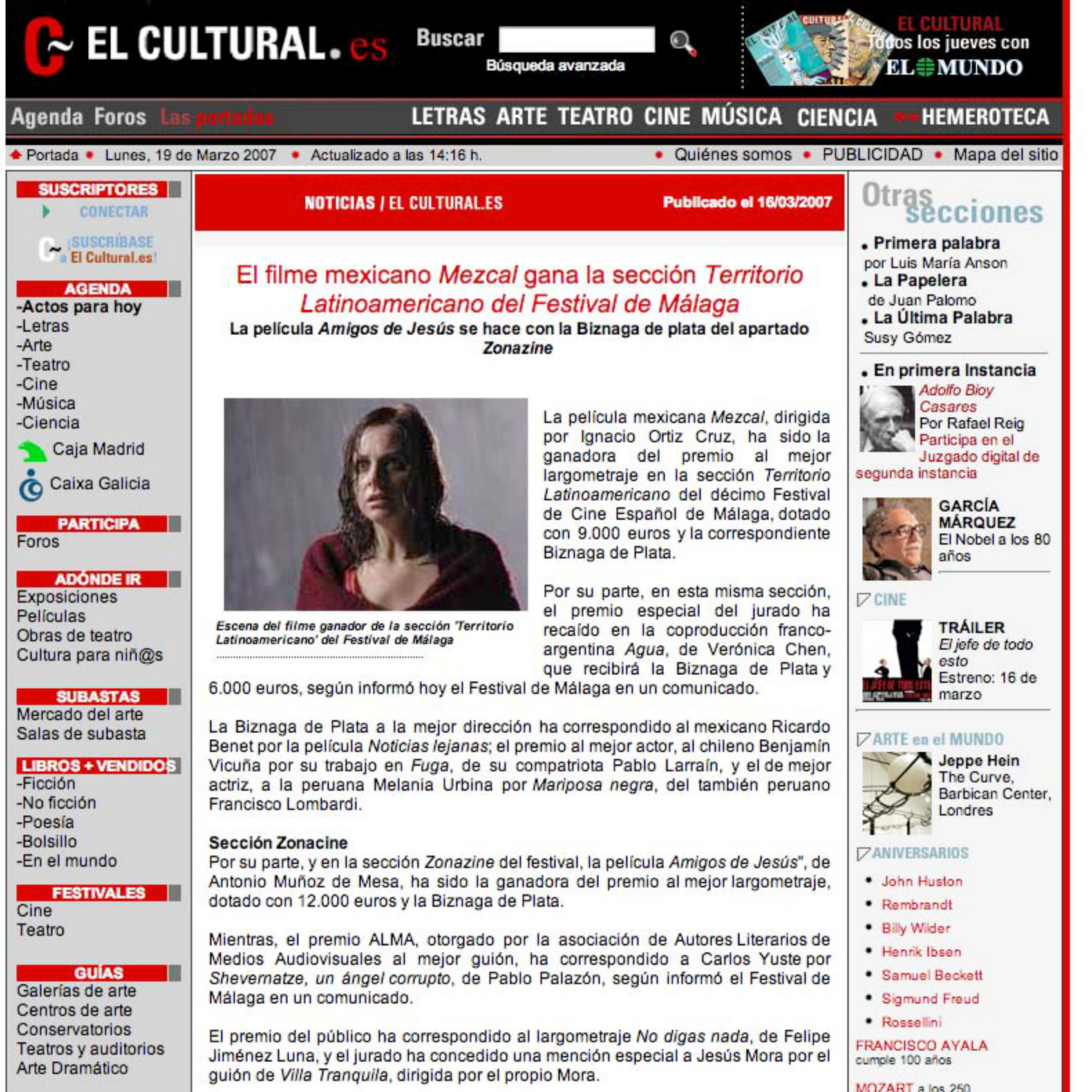 «Amigos de Jesús» se hace con la Biznaga de Plata del apartado Zonazine